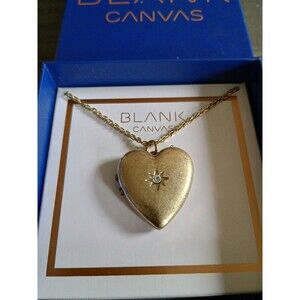 Blank Canvas Antique Gold Tone Heart Locket New
